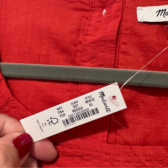 NWT Madewell Seersucker Puff-Sleeve Cutout Mini Dress Size XL - Picture 6 of 10